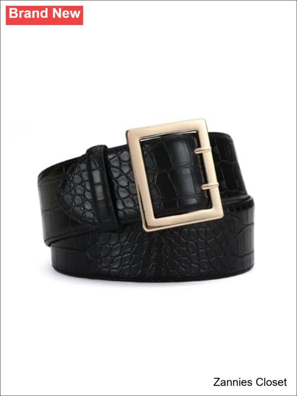 ✨RISANTRY Wide Belt Women Fashion Thick Synthetic Leather Gold Buckle for